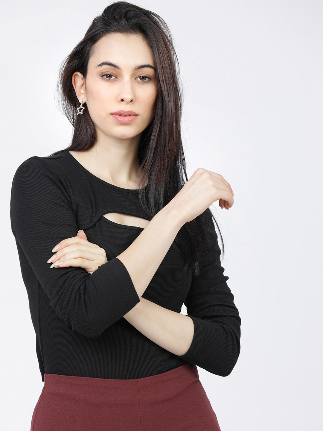 Tokyo Talkies Women Black Regular Crop Top