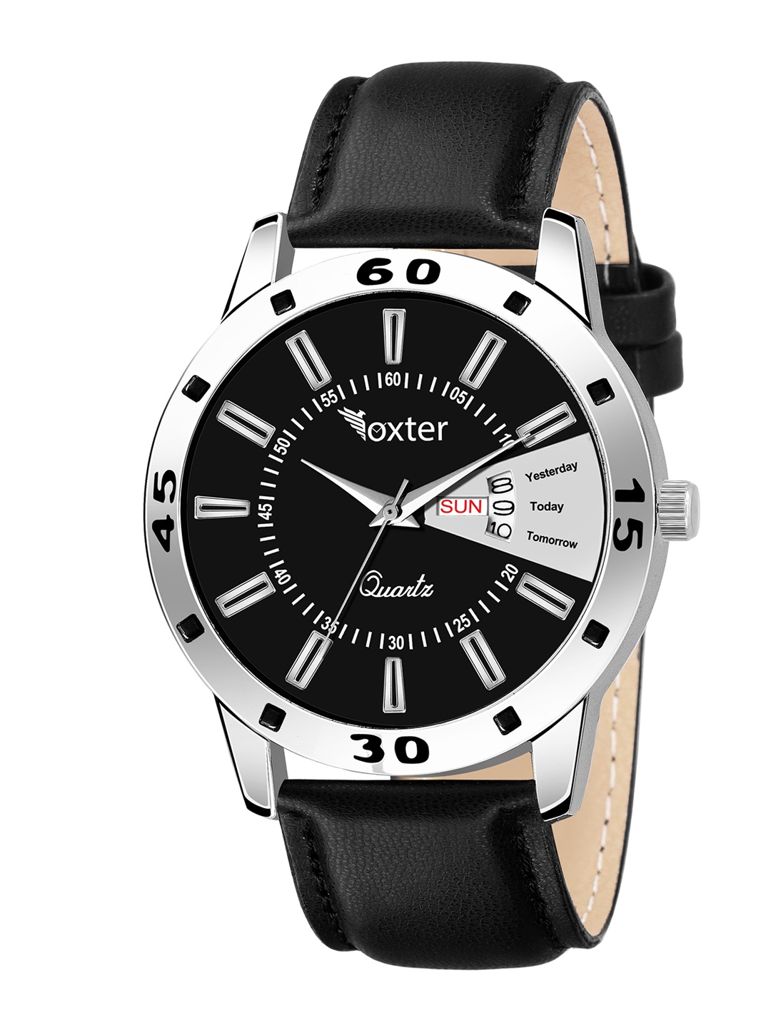 Foxter black leather chronograph cantidubi watch