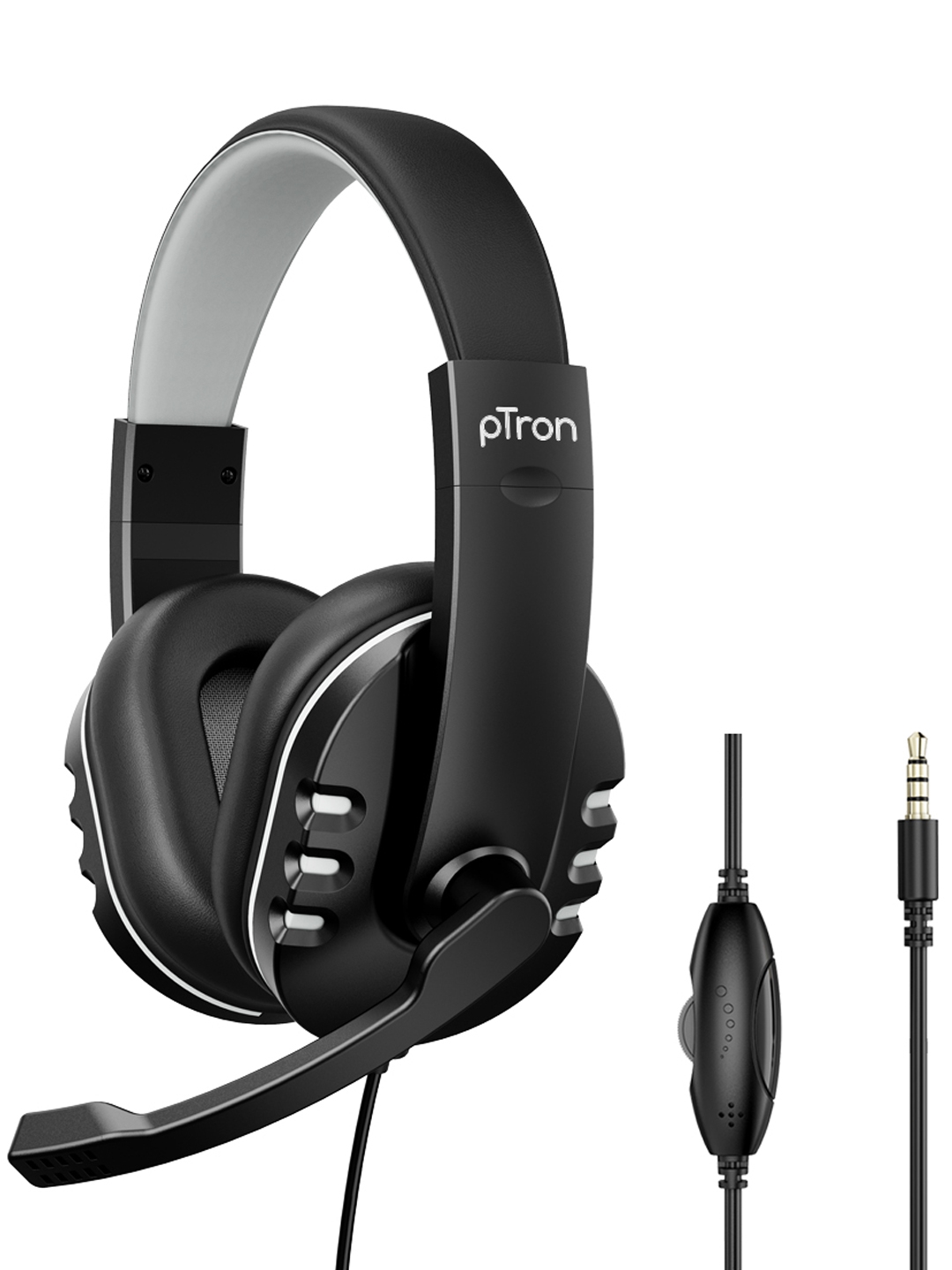 pTron Black   Grey Soundster Arcade Ergonomic Wired Headphones
