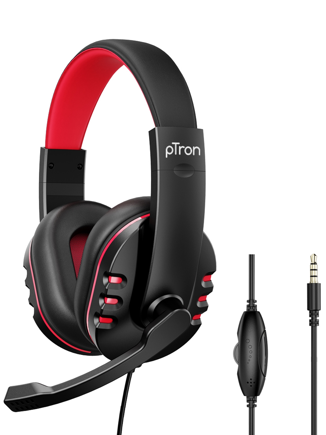pTron Black   Red Soundster Arcade Ergonomic Wired Headphones