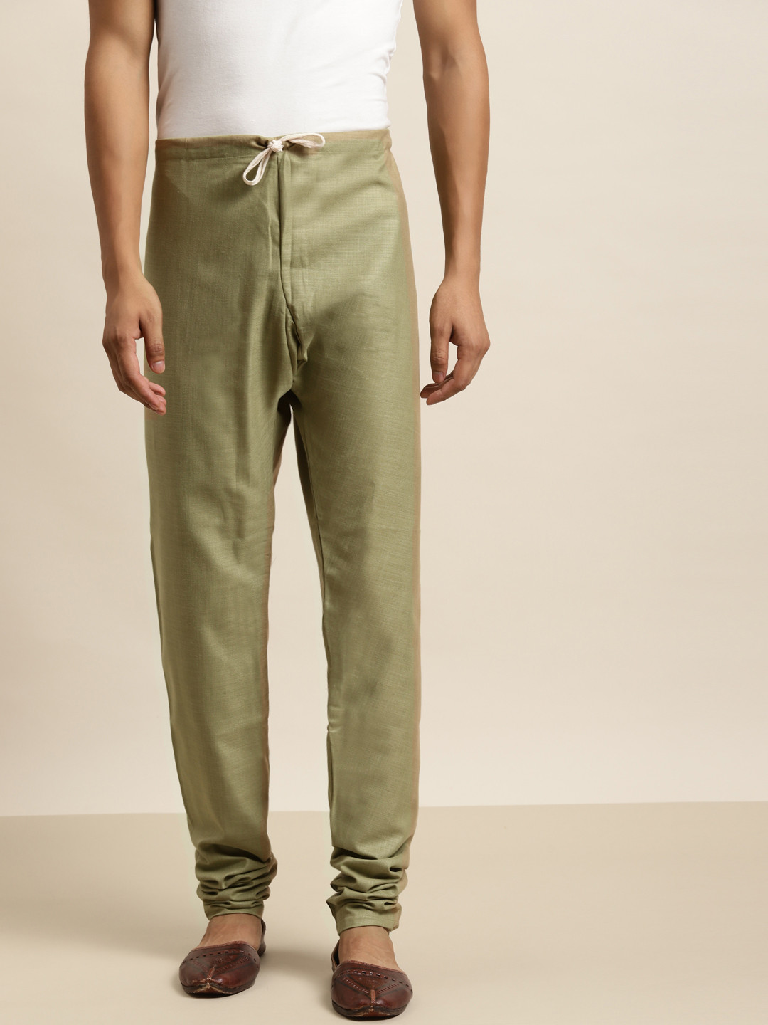 SOJANYA Men Green Solid Pure Cotton Churidar
