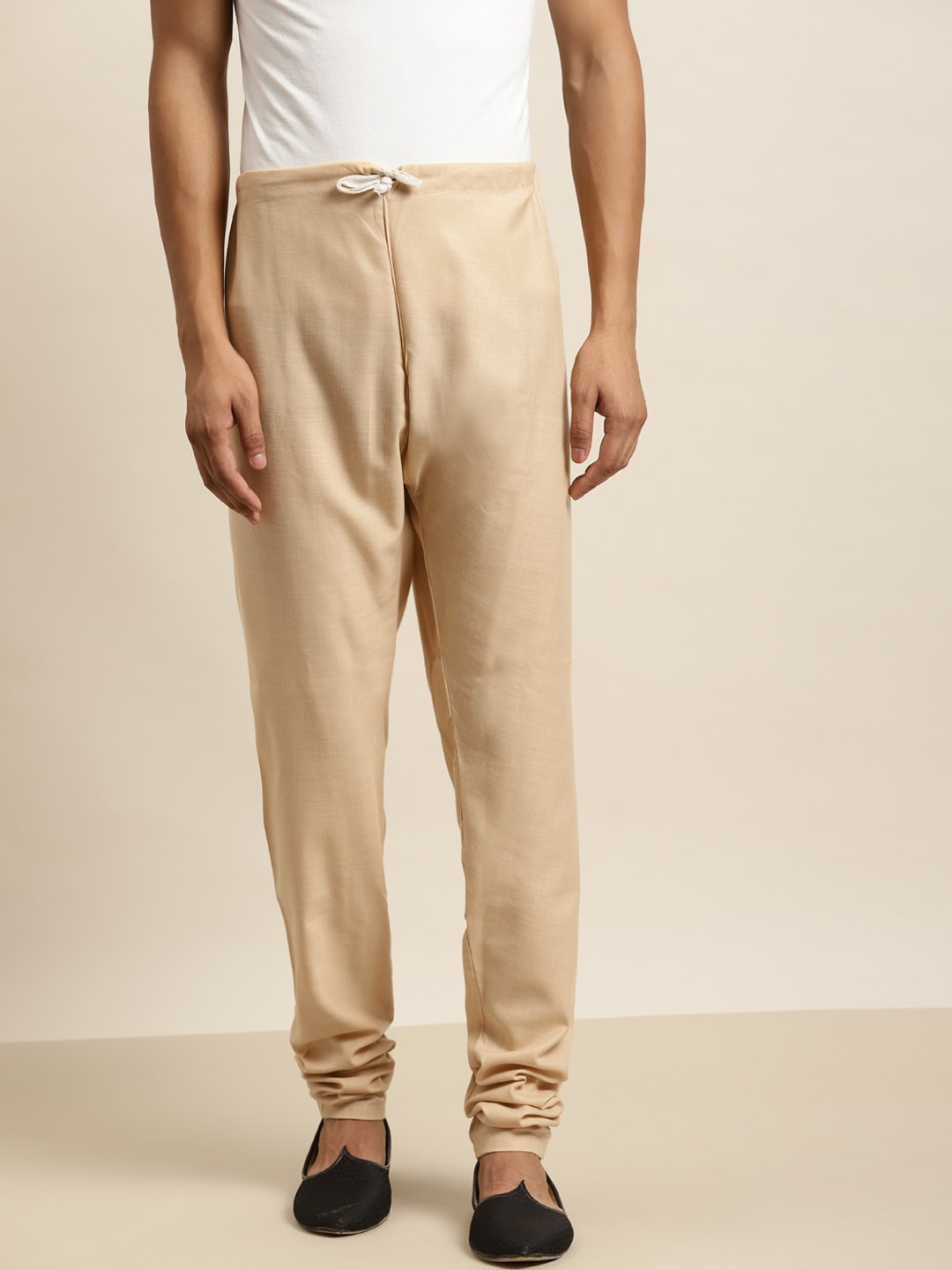 SOJANYA Men Beige Solid Pure Cotton Churidar