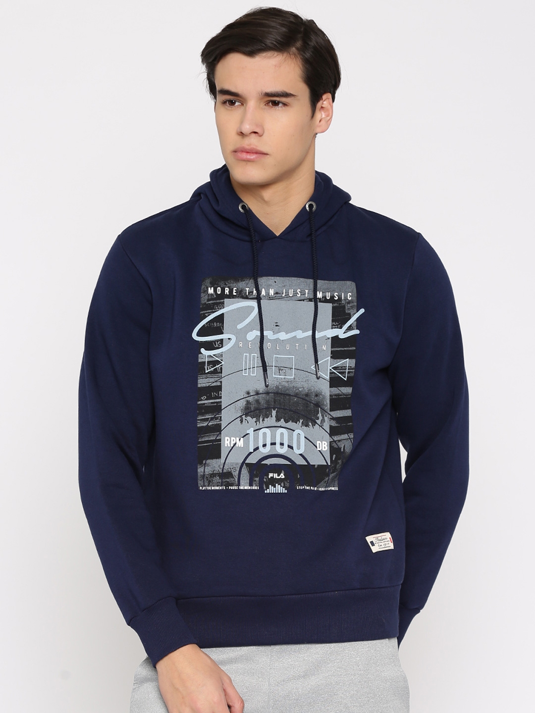 Buy FILA Navy Printed Hooded Sweatshirt Sweatshirts for Men 1502741 Myntra