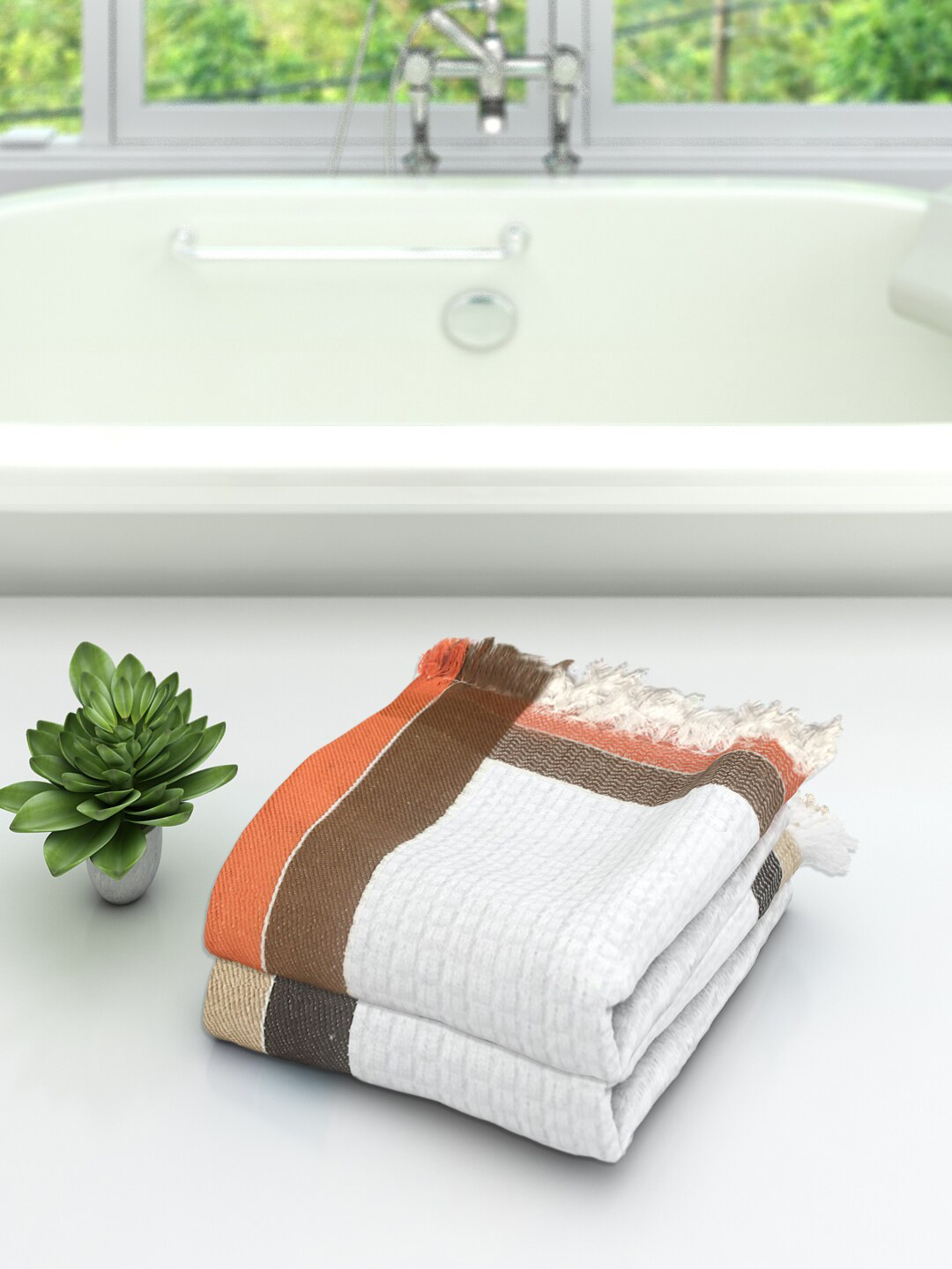Athom Trendz Set Of 2 White High Absorbant Bath Towel