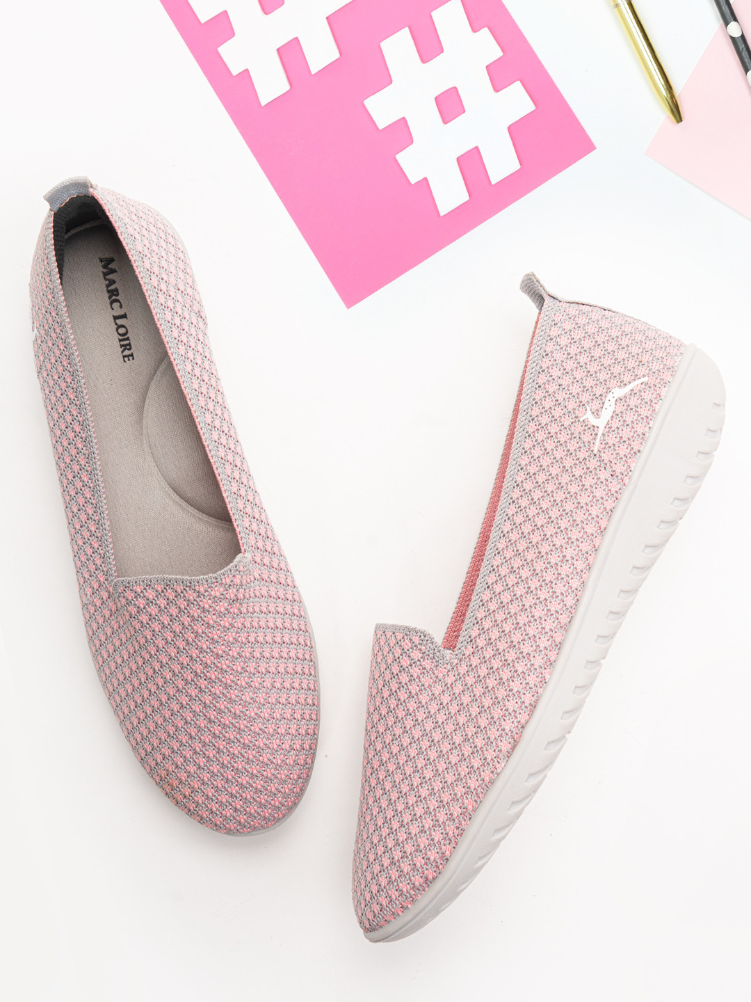 Marc Loire Women Pink Printed Slip-On Sneakers