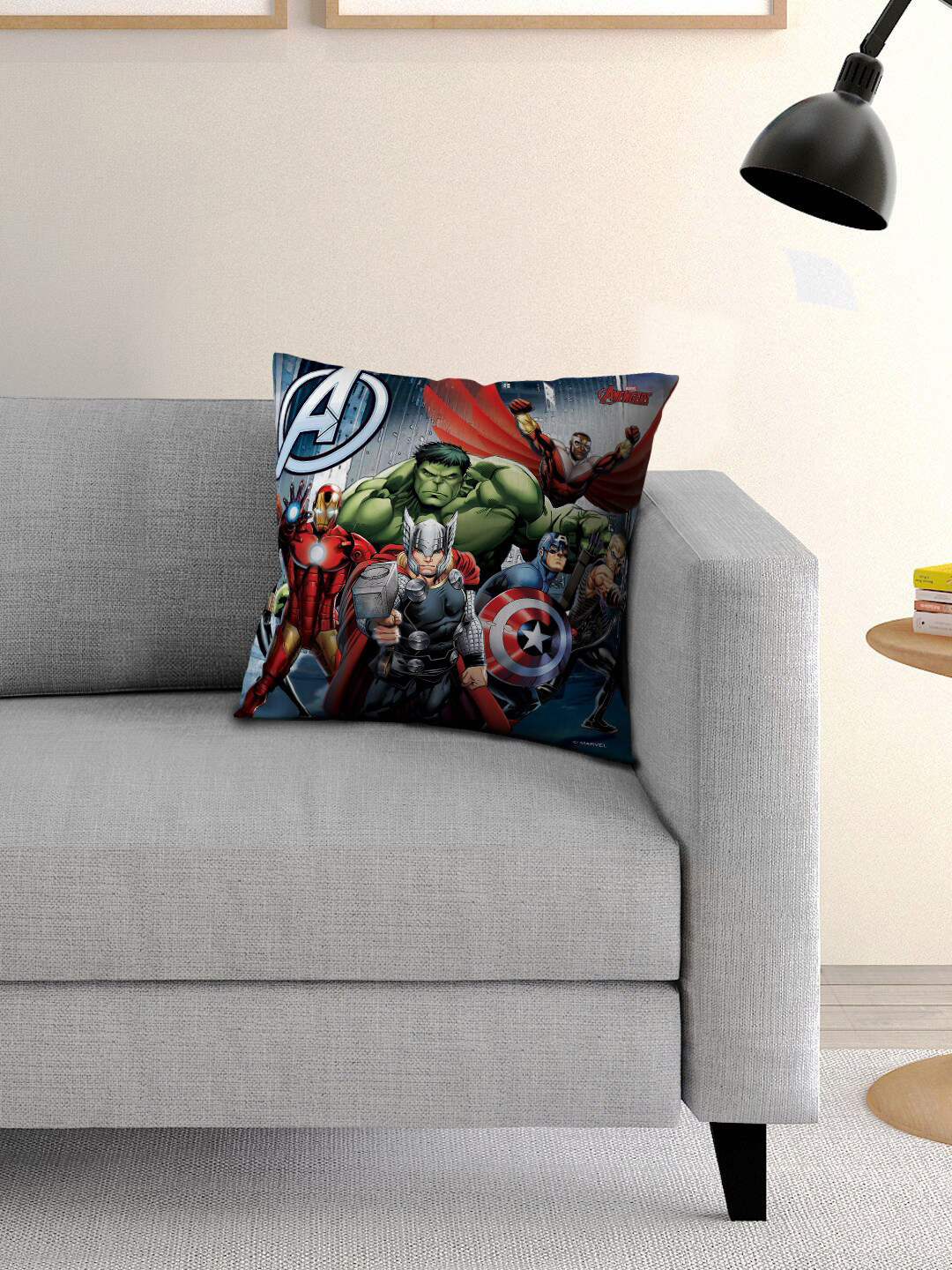 Marvel Kids Red & Green Avengers Printed Filled Square Cushion With Cover