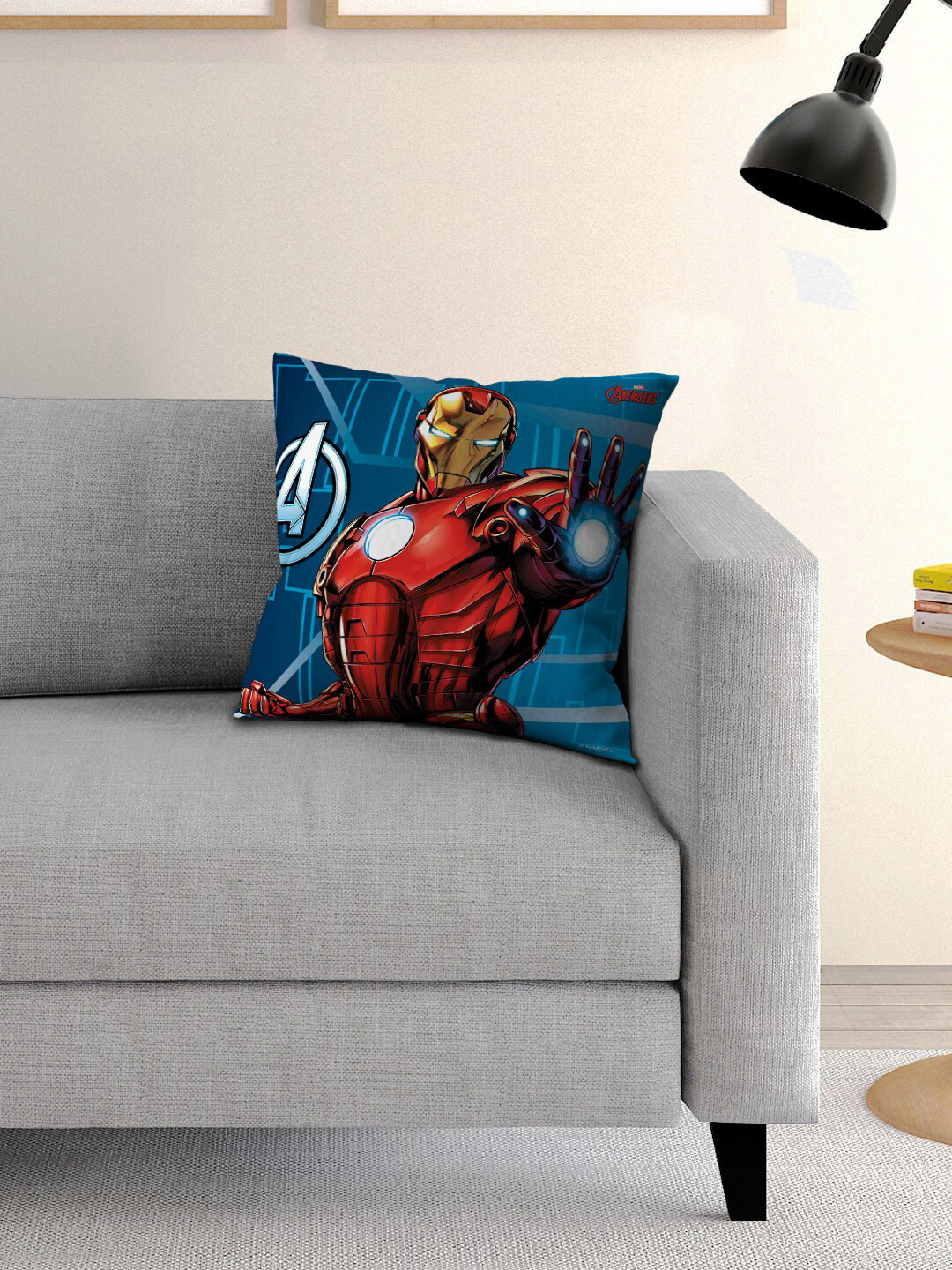 Marvel Kids Blue & Red Iron Man Printed Filled Square Cushion With Cover