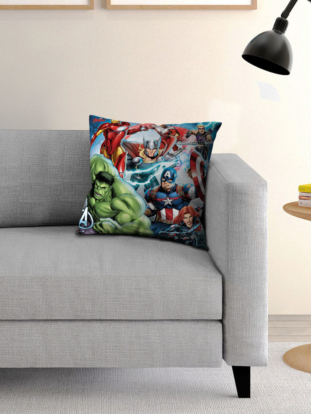 Marvel Kids Blue & Red Avengers Printed Filled Square Cushion With Cover