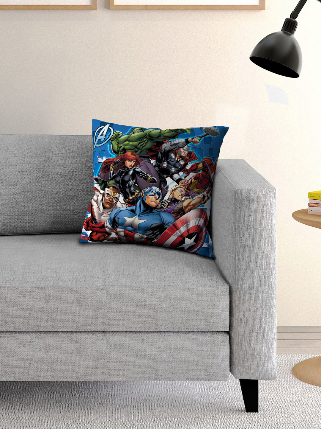 Marvel Avengers Cartoon Characters Polyester Washable Square Cushion Cover -16x16In