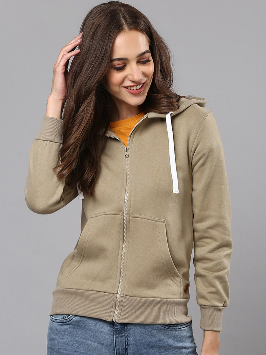 PINACOLADA Women Olive Green Hooded Sweatshirt