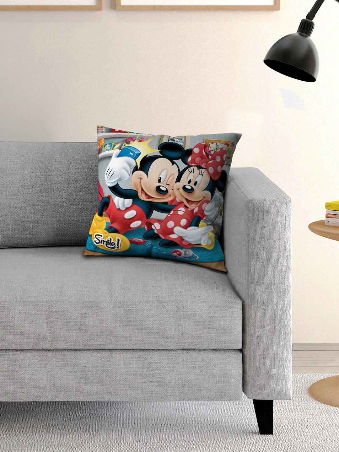 Disney Mickey Multicoloured Single Cartoon Character Printed 40x40 cm Square Cushion Cover