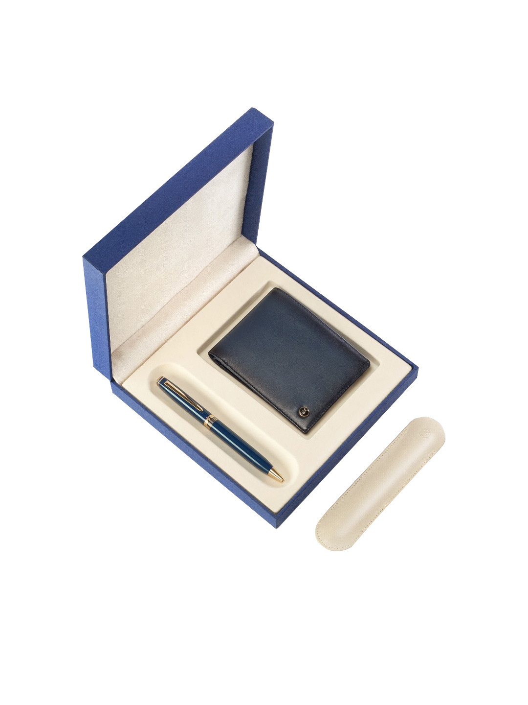 Lapis Bard Blue Contemporary Ballpoint Pen With Ducorium Wallet Gift Set