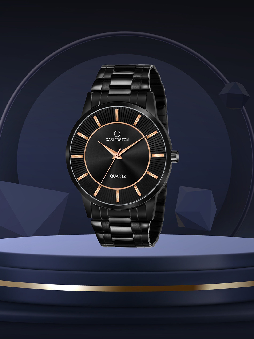 CARLINGTON Men Black Dial Stainless Steel Straps Analogue Watch CT-6020BB