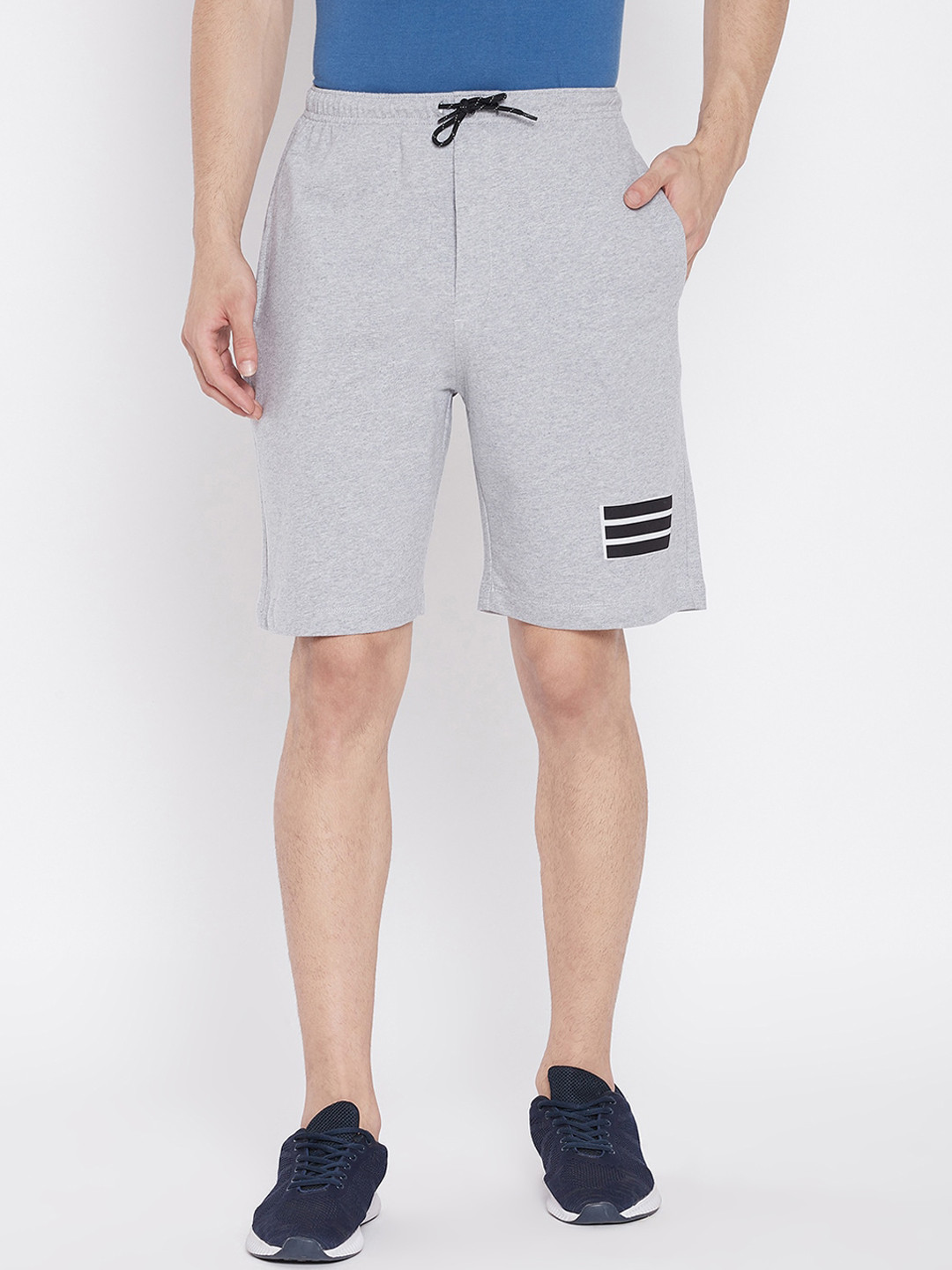 Wear Your Mind Men Grey Mid-Rise Sports Shorts