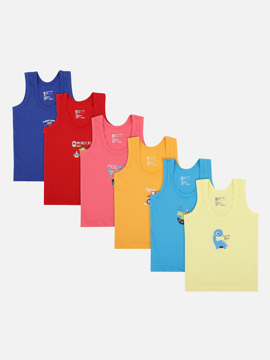 Bodycare Kids Boys Pack Of 6 Assorted Pure Cotton Innerwear Vests