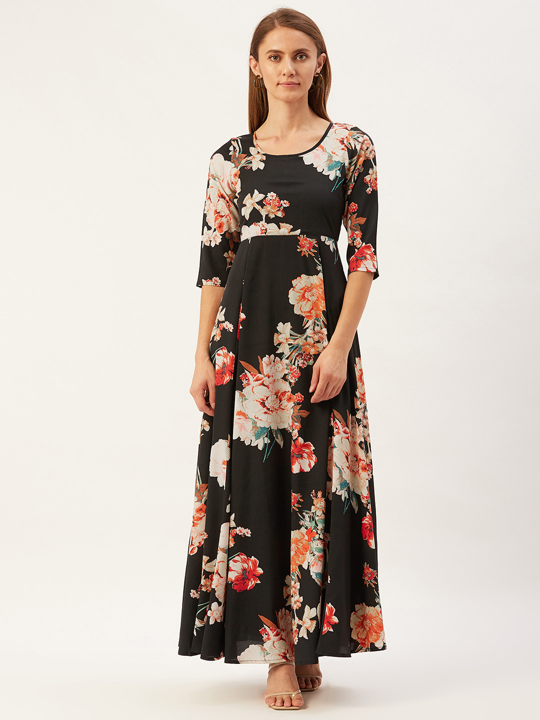 Magnetic Designs Black & White Floral Print Maxi Dress