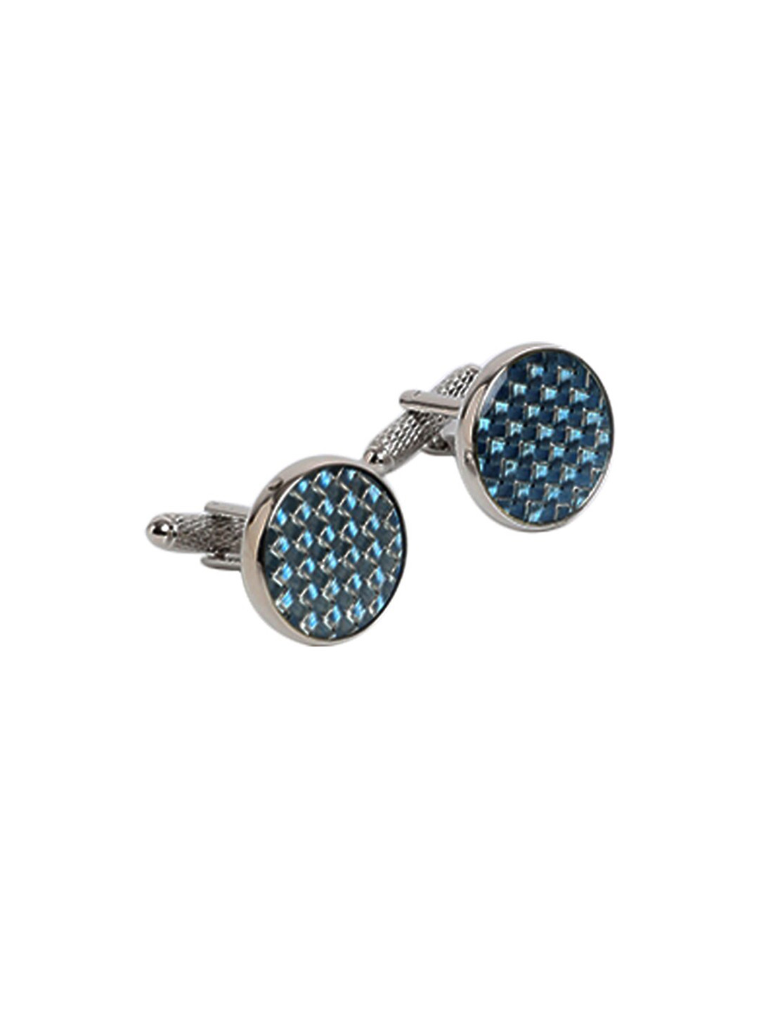 Alvaro Castagnino Turquoise Blue Textured Round Cufflinks