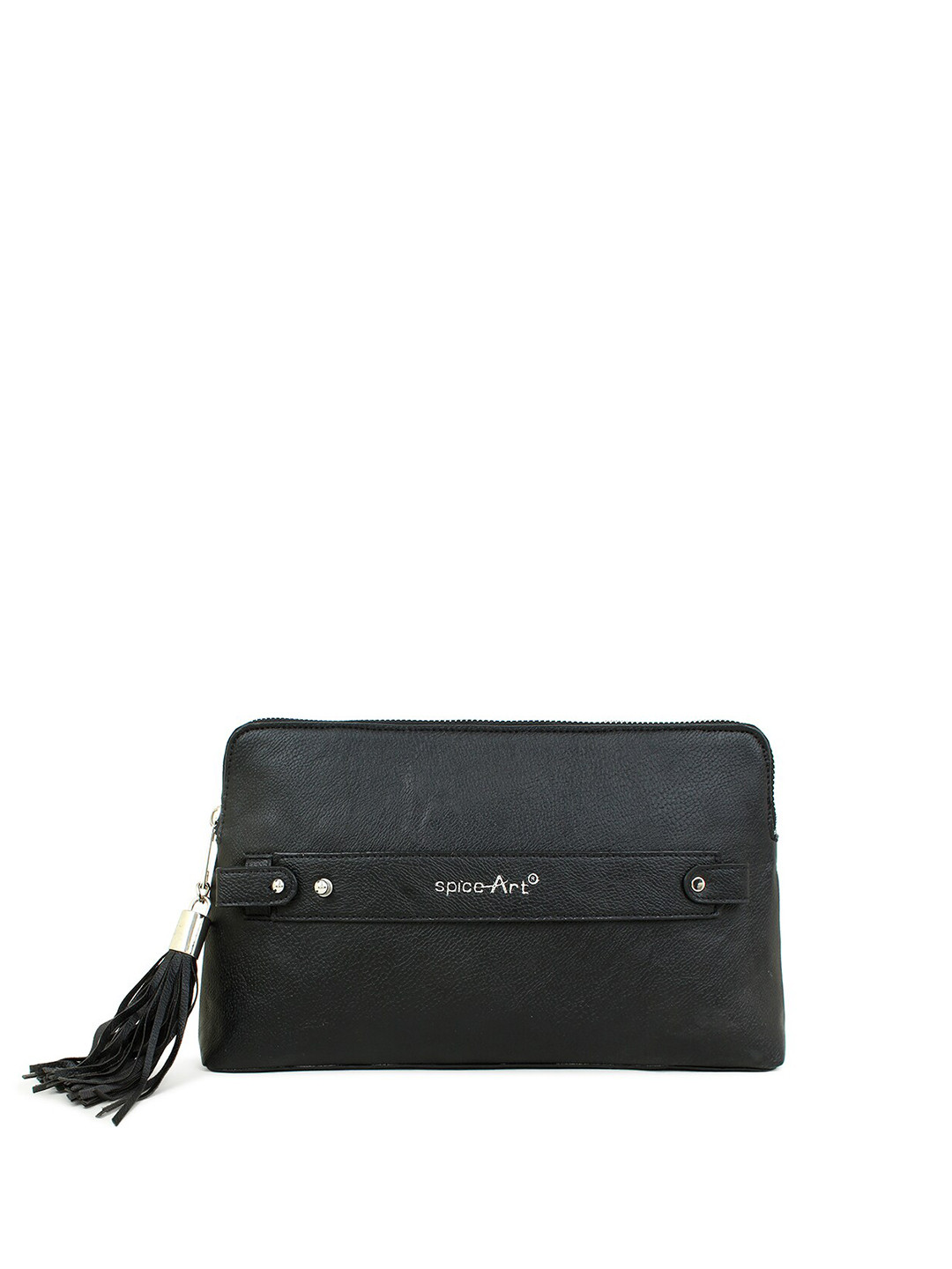 Spice Art Black Textured Tasselled Purse Clutch