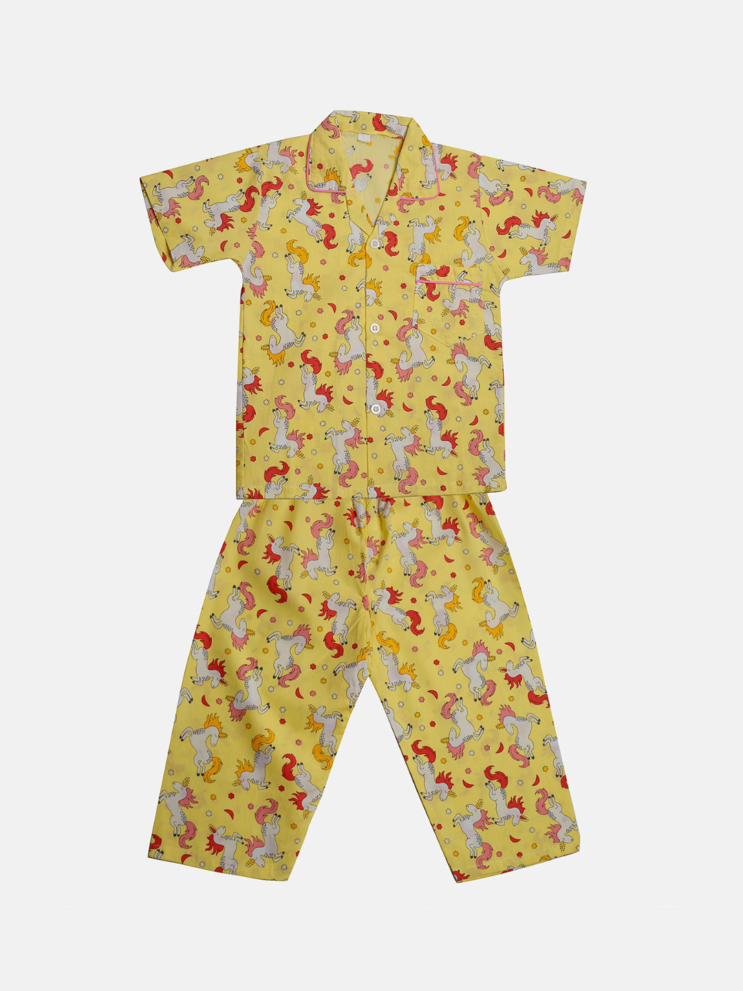 TINY HUG Boys Yellow & Red Printed Night suit