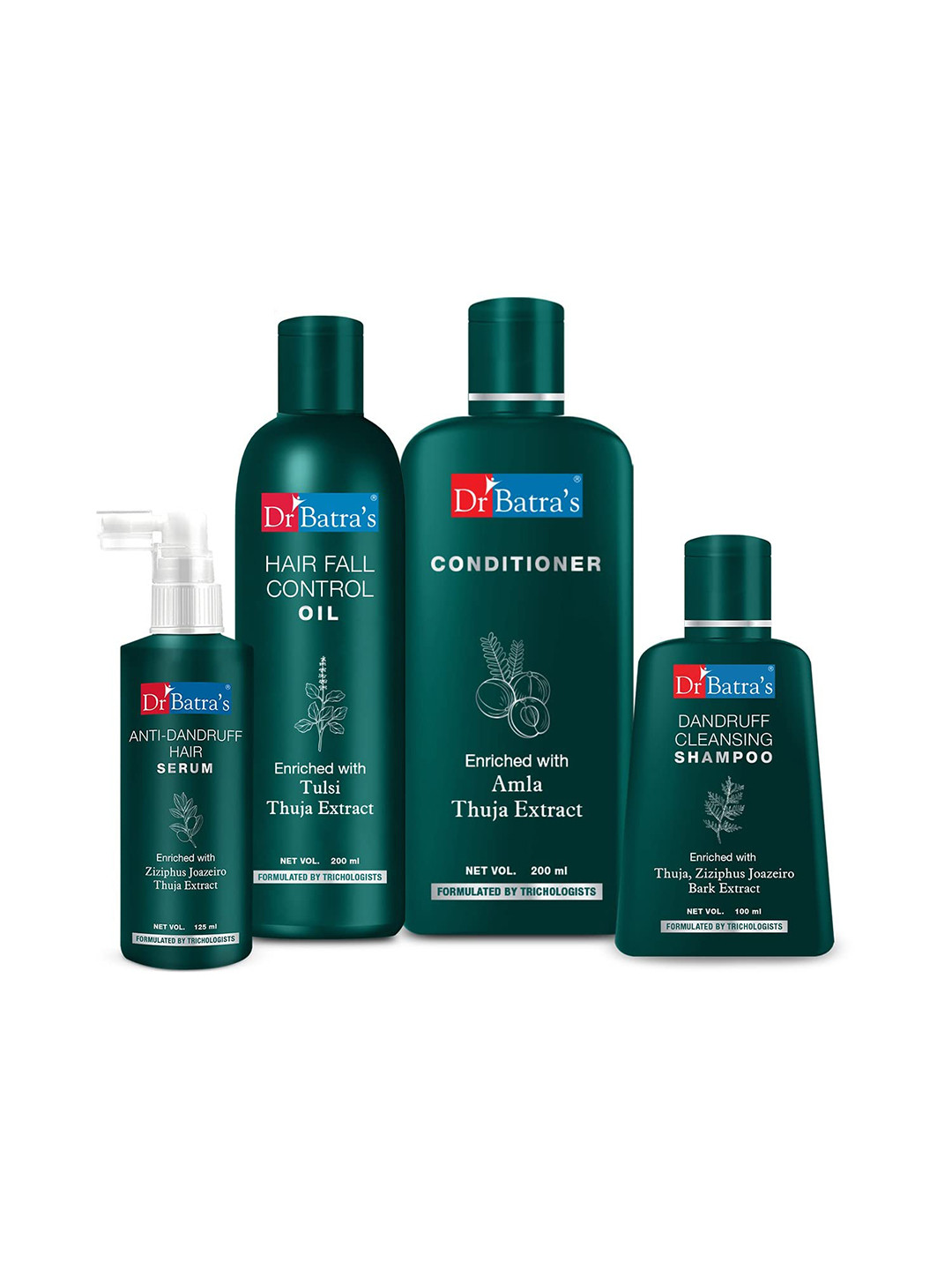 Dr. Batras Set Of Anti Dandruff Hair Serum + Conditioner + Hair Fall Control Oil + Shampoo