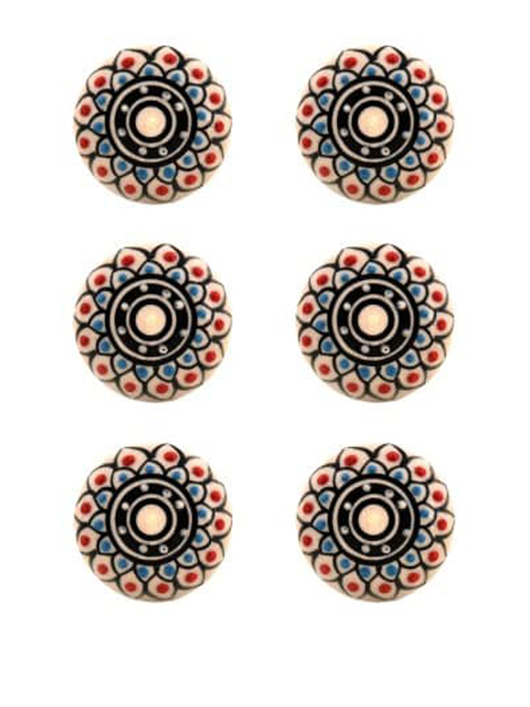 The Decor Mart Set Of 6 Multicoloured Ceramic Decorative Knobs