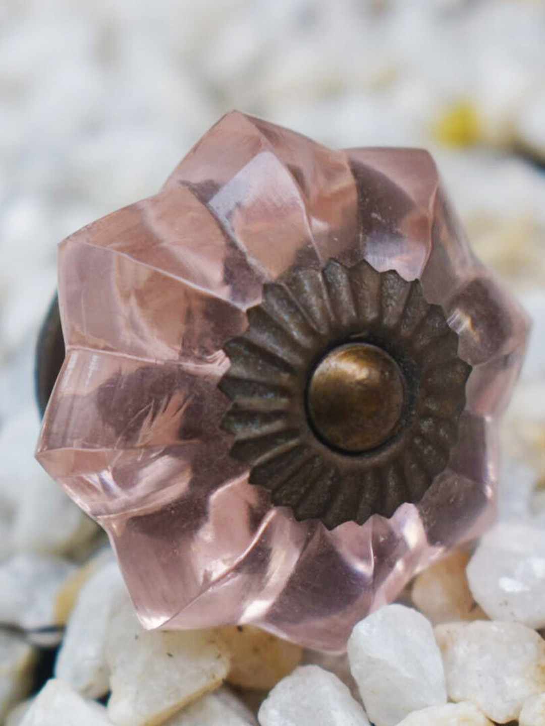 The Decor Mart Set Of 6 Brown & Pink Glass Decorative Knobs
