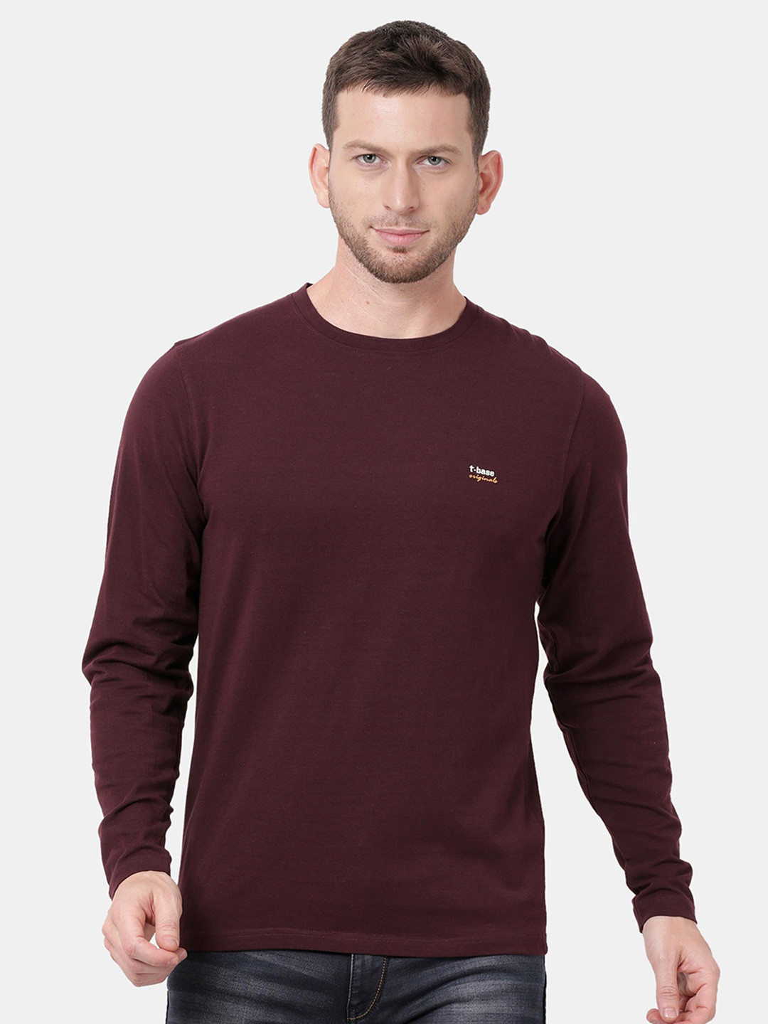 t-base Men Maroon T-shirt