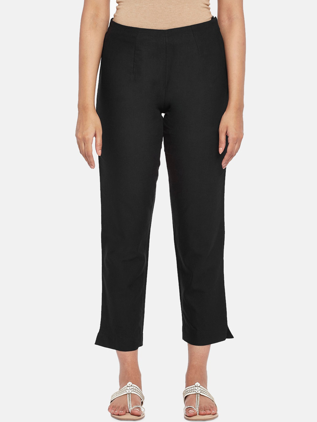 RANGMANCH BY PANTALOONS Women Solid Black Trousers