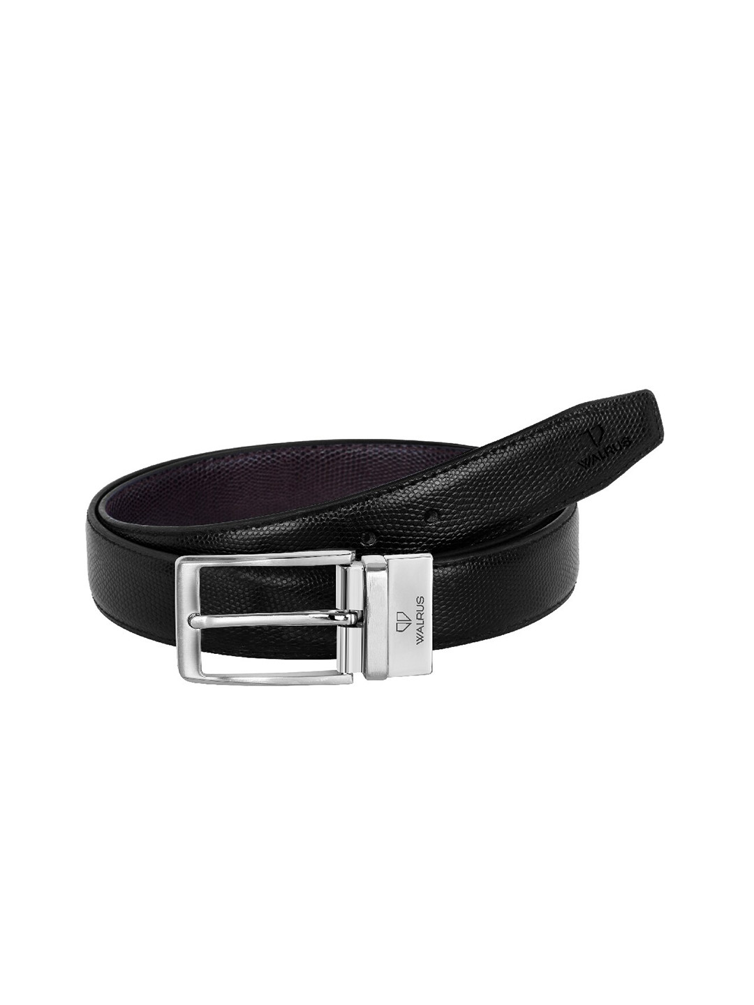 Walrus Men Black And Brown N Series Vegan Leather Textured Formal Belt