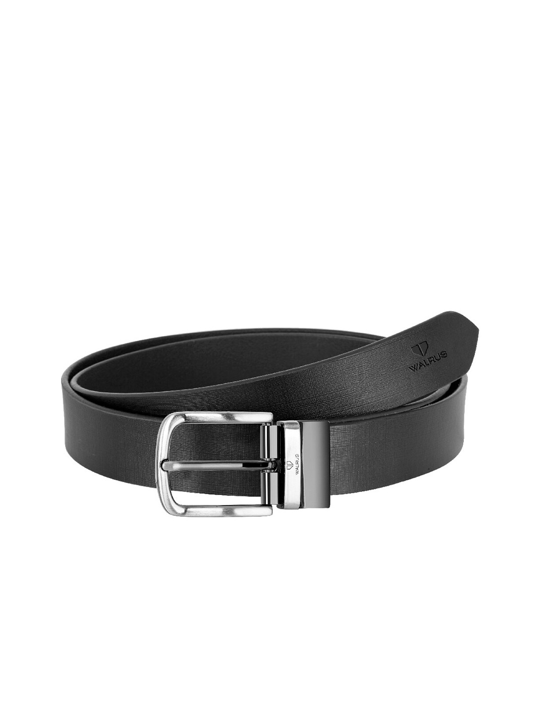 Walrus Men Black Solid Leather Formal Belt