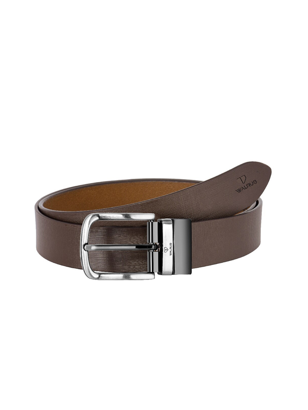 Walrus Men Brown Textured Leather Formal Belt