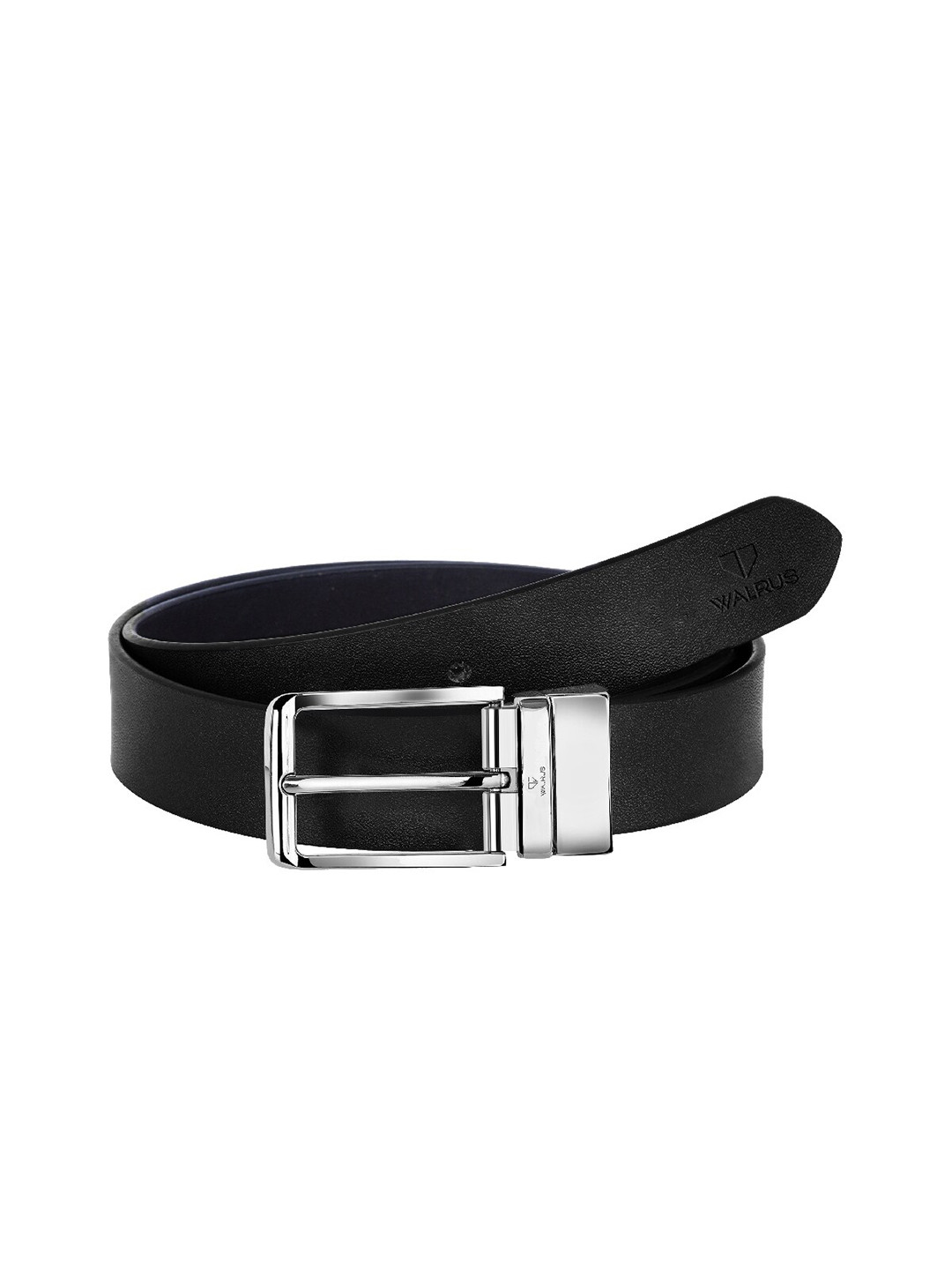 Walrus Men Black Solid Leather Formal Belt