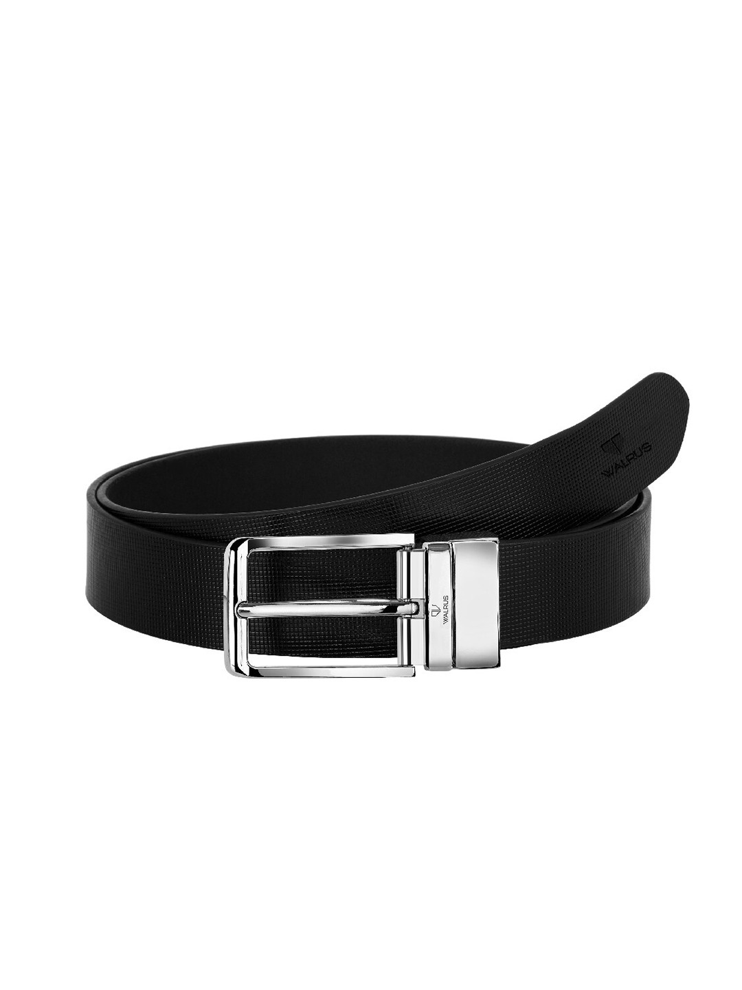 Walrus Men Black G Series Textured Leather Formal Belt