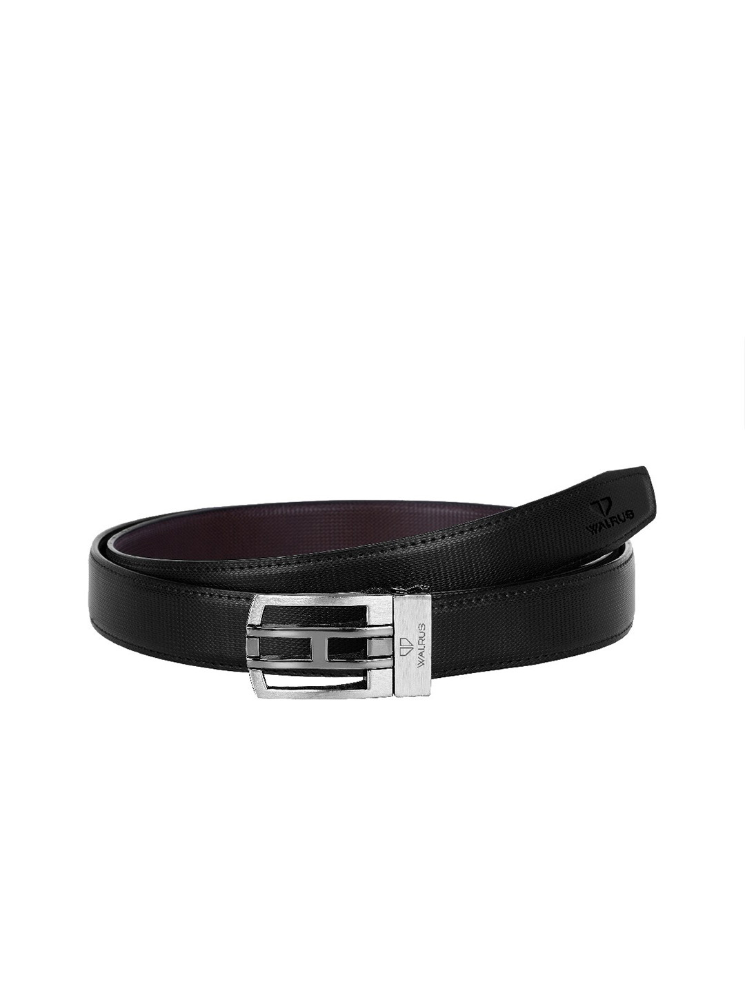 Walrus Men Black & Brown Textured Reversible Formal Belt