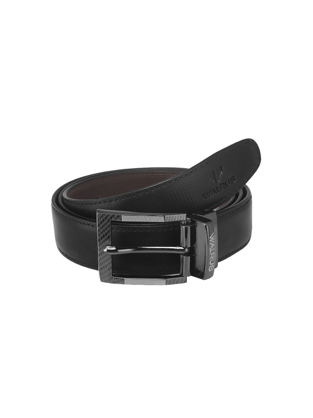 Walrus Men Black & Brown Textured Reversible Formal Belt