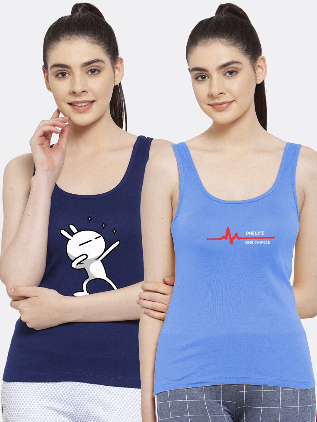 Friskers Pack of 2 Blue & Navy Blue Tank Tops