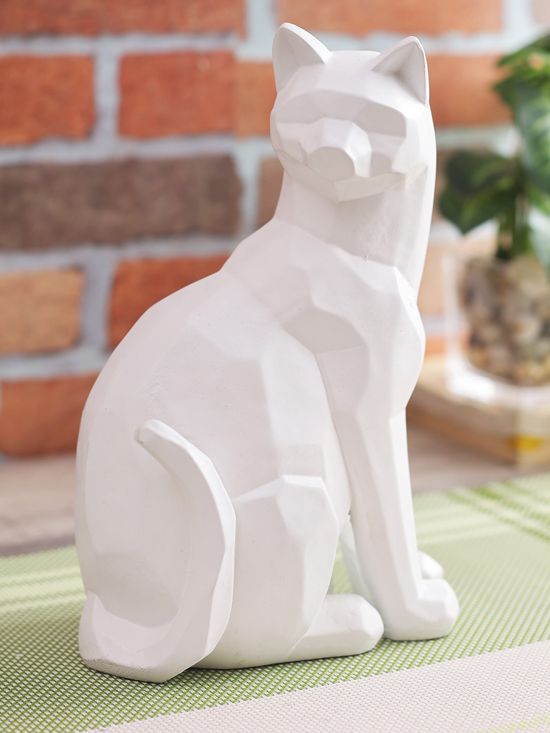CraftVatika White Cat Figurine Showpiece