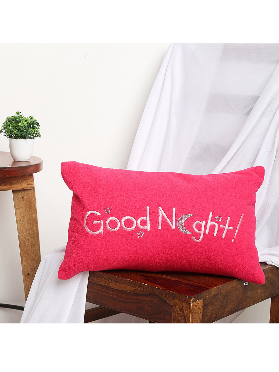 BLANC9 Unisex Kids Pink & & Silver-Coloured Embroidered Rectangular Cushion Insert