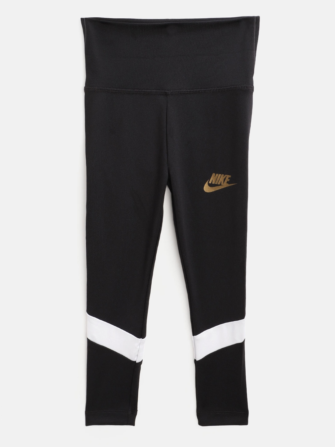Nike Girls Black White Striped Detail Go For Gold Leggings
