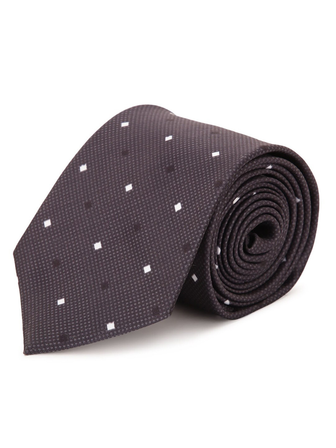 Tossido Men Brown & White Woven Design Broad Tie