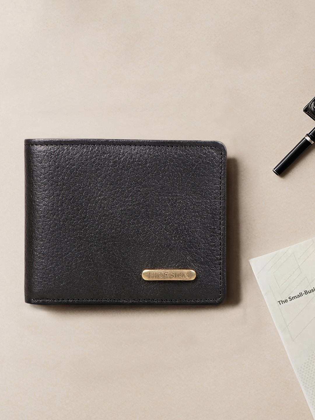 Hidesign Men Black Solid RFID Blocked Leather Two Fold Wallet