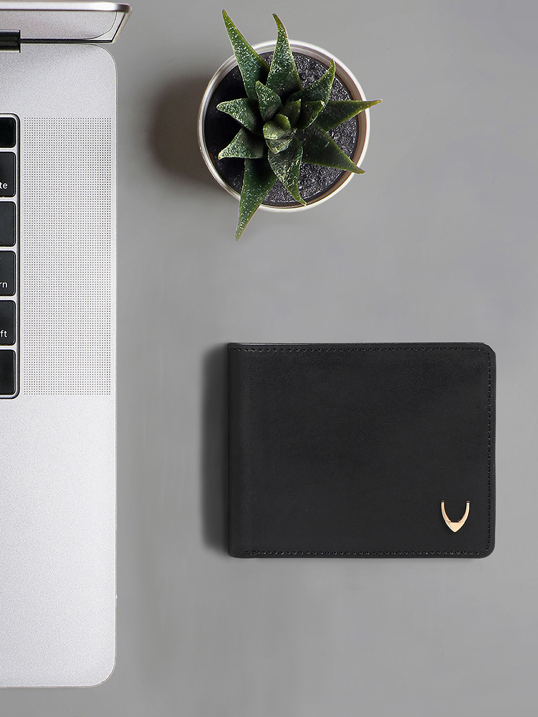 Hidesign Men Black Leather Two Fold Wallet