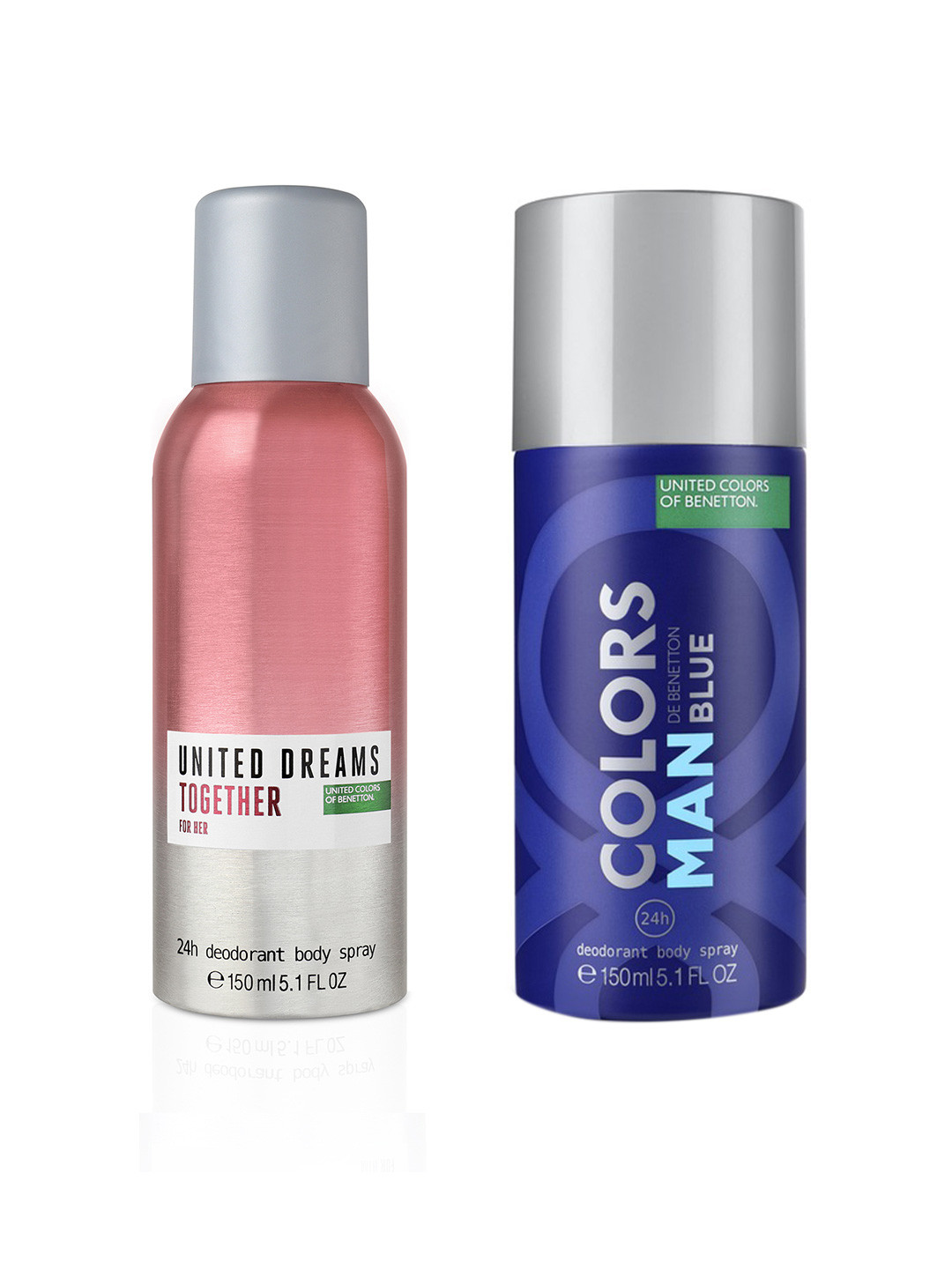 United Colors of Benetton Set of Man De Blue & Together for Her Deodorant 150ml Each