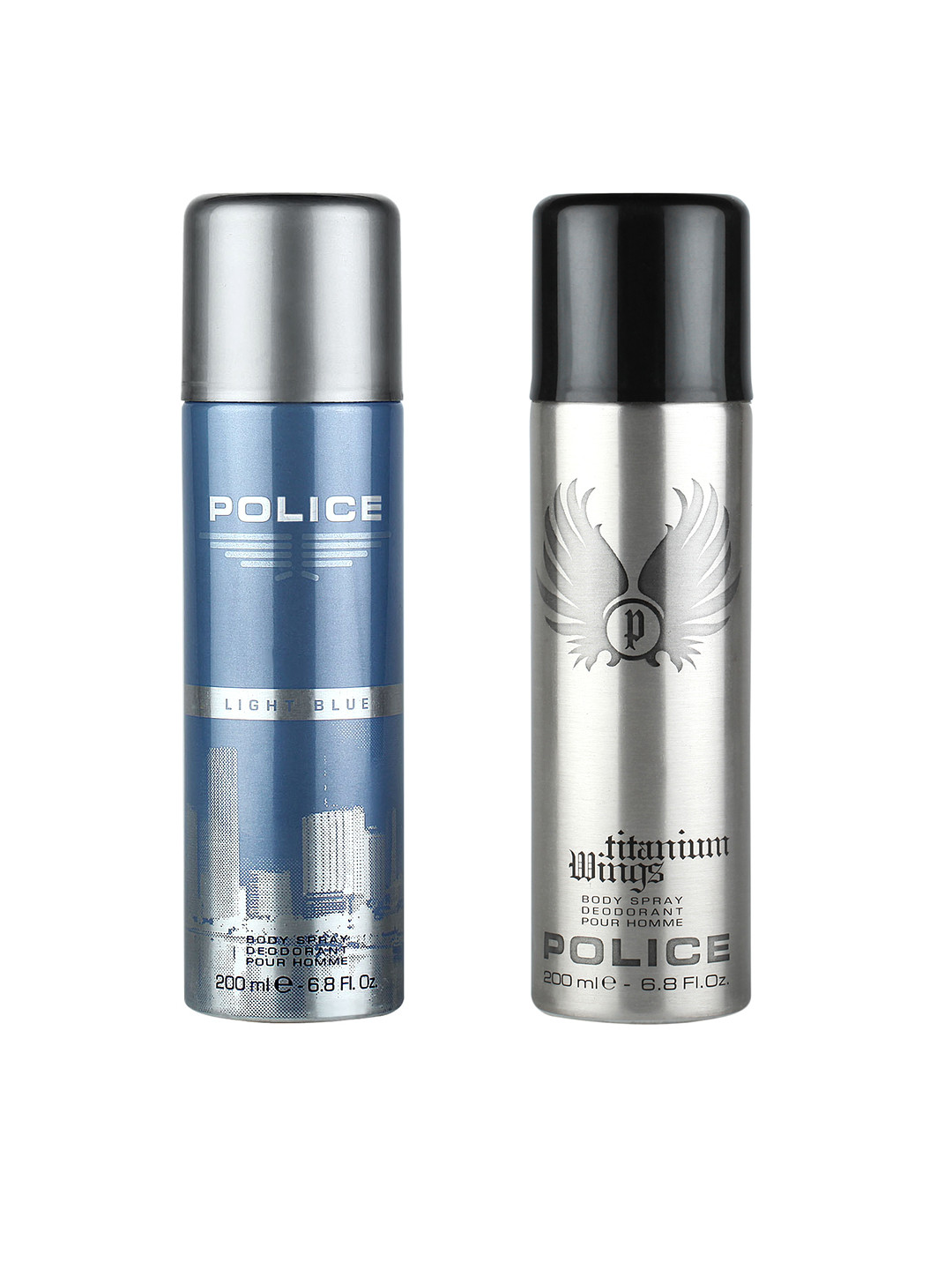 Police Men Set of Light Blue & Wings Titanium Deodorants