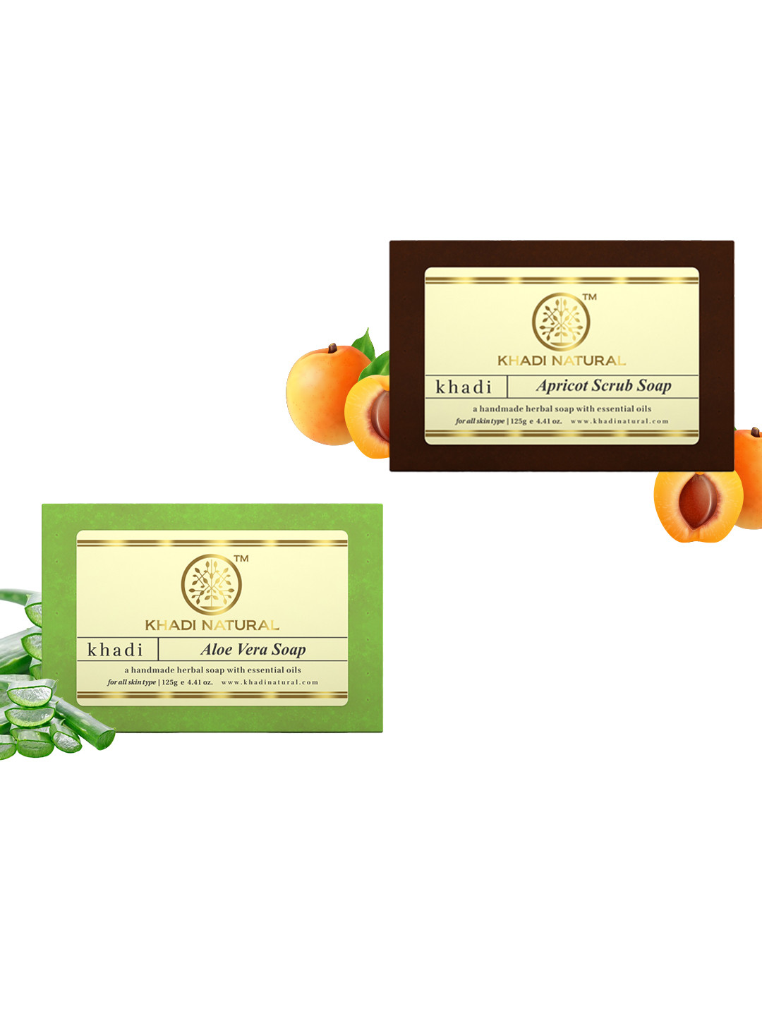 Khadi Natural Set of Aloe Vera & Apricot Scrub Handmade Herbal Soaps