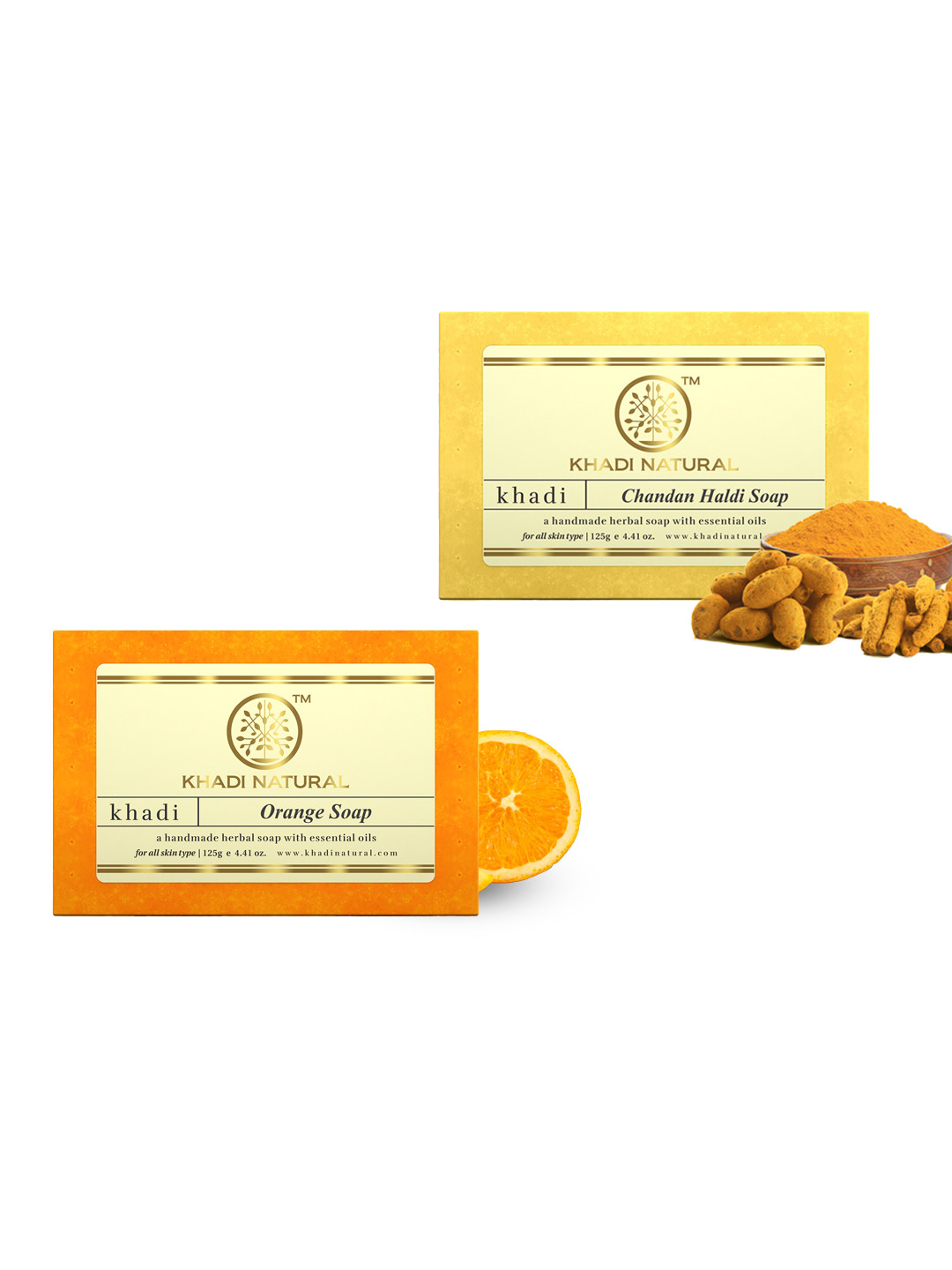 Khadi Natural Set of Orange & Chandan Haldi Handmade Herbal Soaps