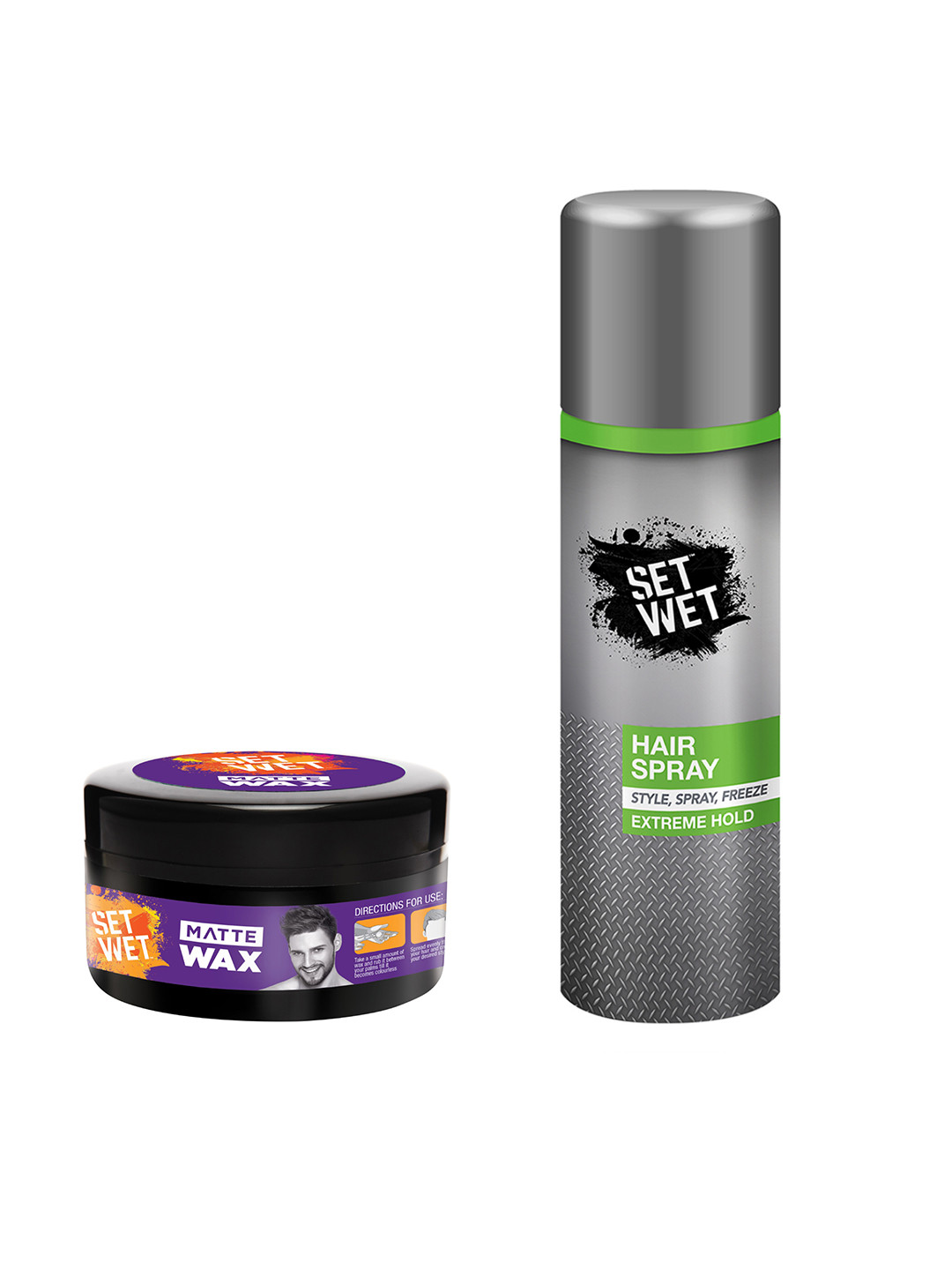 Set Wet Men Set Of Extreme Hold Styling Hair Spray & Matte Hair Wax