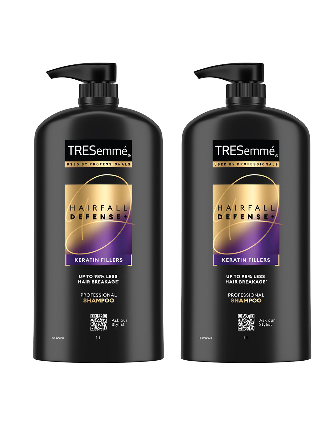 TRESemme Set of 2 Hair Fall Defence Shampoo with Keratin for Hair Fall Control - 1L each