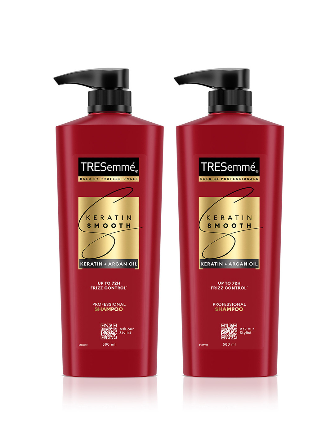 TRESemme Set of 2 Keratin Smooth Shampoo with Keratin & Argan Oil for Shine - 580 ml each