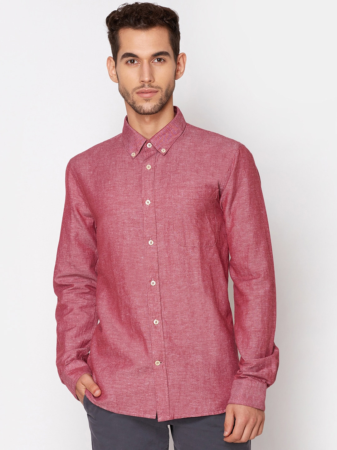 Matinique Men Maroon Slim Fit Casual Shirt